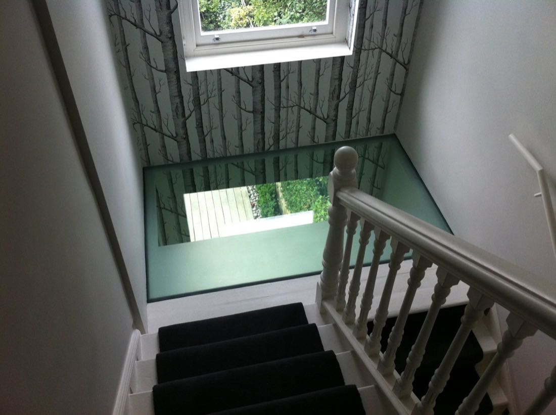 Glass floor that had deep scratches